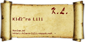Klára Lili névjegykártya