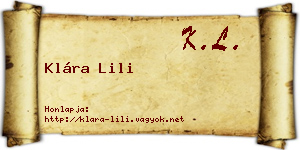 Klára Lili névjegykártya