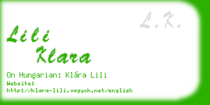 lili klara business card
