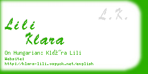 lili klara business card